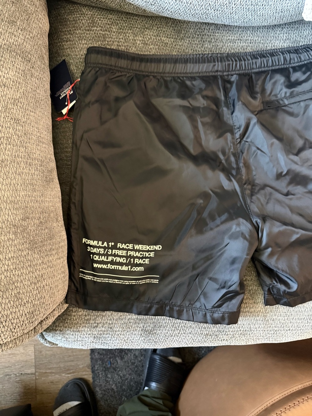 PacSun Formula 1 Racing Shorts XL NWT Black Graphic Shorts - Picture 6 of 10